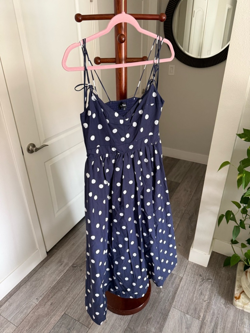 En Saison Navy with White Polka Dots Sundress